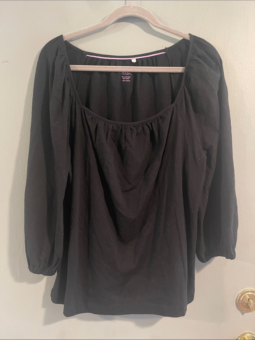 Boden Black Cotton Scoop Neck Top Size‎ M